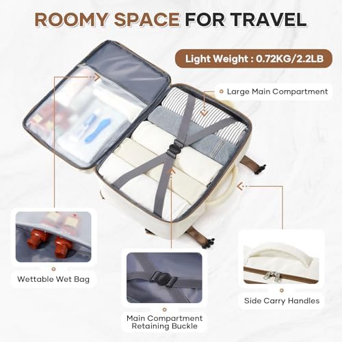 Travel Backpack For Women Men Carry on Backpack Luggage Flight Approved Personal item Travel Bag Essentials Mochila de viaje Laptop College Backpack Beige Brown - Image 4
