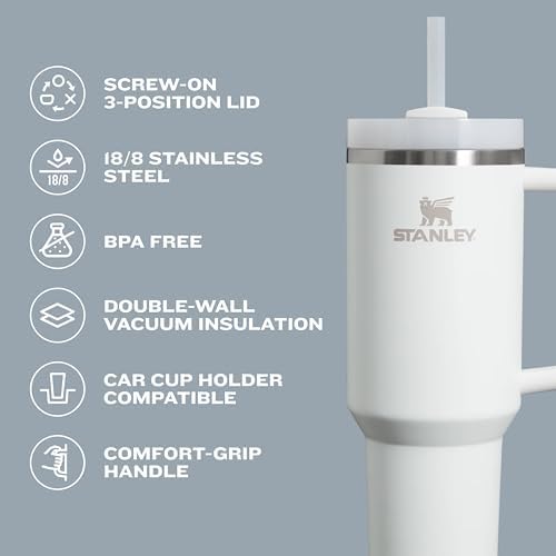 Stanley Quencher H2.0 Tumbler with Handle and Straw 40 oz | Flowstate 3-Position Lid | Cup Holder Compatible for Travel | Insulated Stainless Steel Cup | BPA-Free | Peony - Image 4