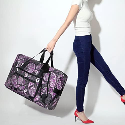 F.FETIVIN Weekender Bag Carry On Travel Duffle Medium Overnight Bag for Women(Purple Paisley) - Image 3