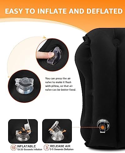 Sunany Travel Pillow, Inflatable Neck Pillow Used for Airplanes/Cars/Buses/Trains/Office Napping with Eye Mask/Earplugs (Balck) - Image 6