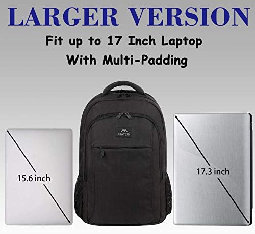 MATEIN Extra Large Backpack, 17 Inch Travel Laptop Backpack with USB Charging Port, Anti Theft TSA Friendly Business Work College Computer Backpack for Men Women, Black - Image 3