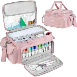 Carrying Case Compatible with Cricut Joy Xtra,Protable Travel Storage Bag with Removable Dividers Fits for Cricut Joy Xtra Accessories and Supplies,Pink