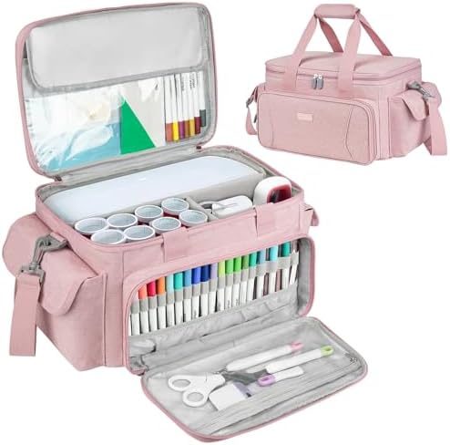 Carrying Case Compatible with Cricut Joy Xtra,Protable Travel Storage Bag with Removable Dividers Fits for Cricut Joy Xtra Accessories and Supplies,Pink