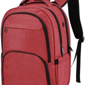 Laptop Backpack, Travel Backpack for Men Women, Business Anti Theft Computer Back Pack with USB Charging Port, Water Resistant School Backpack Work Back Pack Bookbag Fits 15.6 Inch Notebook, Red