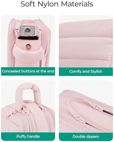 BAGSMART Travel Toiletry Bag for Women, Puffy Cosmetic Makeup Bag Organizer, Large Wide-open Travel Organizer for Toiletries, Dopp Kit Water-resistant Makeup Case for Accessories-Camel - Image 4