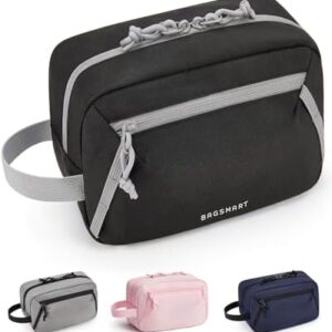 BAGSMART Travel Toiletry Bag for Men and Women, Water-resistant Small Hygiene Organizer for Bathroom Shower, Black