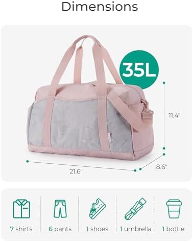 BAGSMART Foldable Duffle Bag for Women - 35L Carry On Weekender Overnight Sports Duffel with Shoe Compartment, Personal Item Travel Workout Bag for Travel Yoga, Black - Image 6
