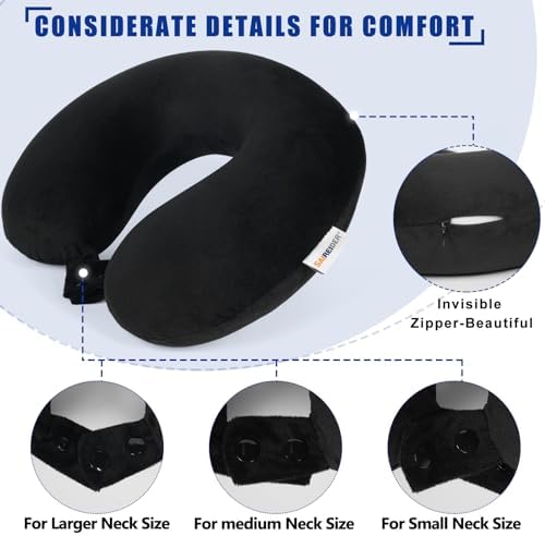 SAIREIDER Travel Pillow 100% Pure Memory Foam Travel Neck Pillow, Airplane Pillow for Traveling、Car、Home、Office,Washable Cover(Black) - Image 5
