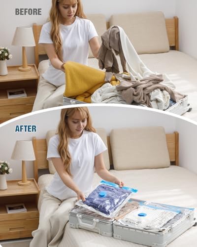 Vacuum Storage Bags for Travel, 8 Pack (4S+4XS) Vacuum Seal Bags with Wireless Rechargeable Electric Pump, Travel Essentials Space Saving Bag for Clothes, Luggage, Carry-on Suitcase, Backpack, Trip - Image 8
