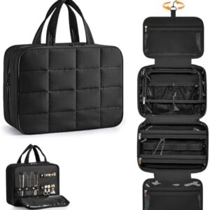 Travel Toiletry Bag with Separate Jewelry Organizer, Water-resistant Makeup Bag with Hanging Hook, Large Capacity Travel Organizer for Toiletries, Cosmetic, Vacation Accessories - Medium