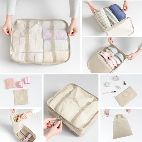 8 Set Packing Cubes for Suitcases Travel Luggage Packing Organizers,Travel Accessories Essentials Luggage Organizer with Shoe/Tioletry/Laundry Bag - Image 4