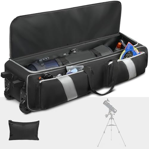Telescope Bag with Wheels, Large Capacity Rolling Telescope Case Shock-Absorbent Padded, Telescope Case Telescope Travel Bag with Multi-pocket for Telescope & Accessories (40 Inches) - Image 7