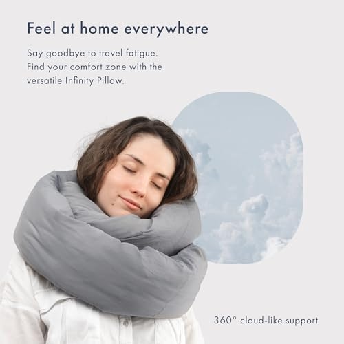 Huzi Infinity Pillow - Home Travel Soft Neck Scarf Support Sleep (Grey) - Image 2
