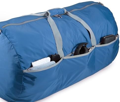 Amazon Basics 32" Extra Large Foldable Duffle Bag for Travel & Storage, with Exterior/Interior Zippered Pockets, Lightweight/Durable Nylon Material, 50-LBS Capacity, 9254 Cubic Inch (150L), Navy Blue - Image 5