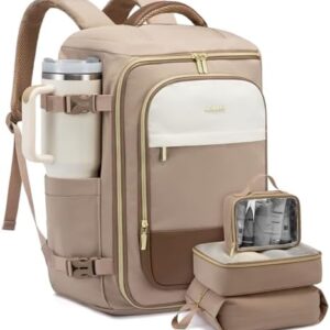 LOVEVOOK 40L Travel Backpack for Women, TSA Approved Carry On Backpack with 3 Packing Cubes, Personal Item Bag Fits 17" Laptop, Water-resistant Travel Carry On Bag for Women