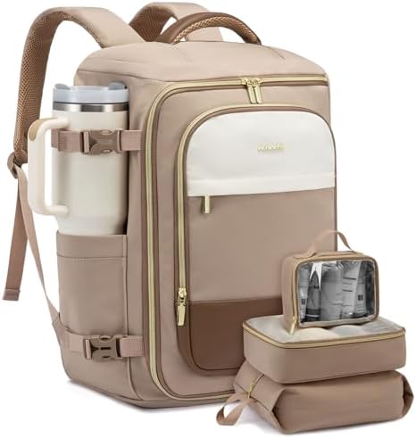 LOVEVOOK 40L Travel Backpack for Women, TSA Approved Carry On Backpack with 3 Packing Cubes, Personal Item Bag Fits 17" Laptop, Water-resistant Travel Carry On Bag for Women