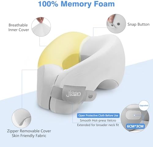 2 in 1 Neck Pillow Airplane, Ergonomic Memory Foam Travel Neck Pillow, Travel Essentials with 3D Eye Masks, Earplugs, and Portable Drawstring Bag, U Shape Neck Support for Traveling, Car, Home - Image 6