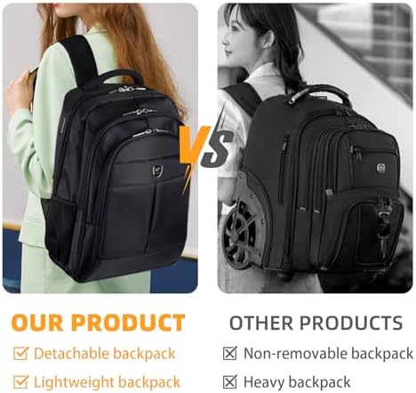 35L Multi-Scene Detachable Handle Travel Rolling Backpack Airline Approved,360° Rotating Fit 15.6 Inch Laptop College Backpack With 4 Wheels,Carry on Luggage - Image 7