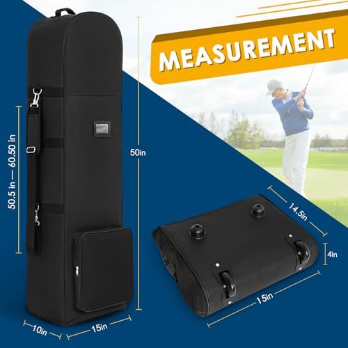 Golf Travel Bags for Airlines with Adjustable Support Rod and Detachable Shoulder Straps, Soft Foldable Golf Club Travel Covers, 900D Heavy Duty Oxford -Universal Size - Image 2