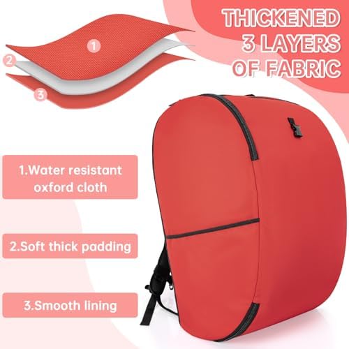 Padded Car Seat Travel Bag Compatible with Doona, Infant Car Seat Travel Bag, Foldable Car Seat Stroller Gate Check Bag for Airplane (Red) - Image 3