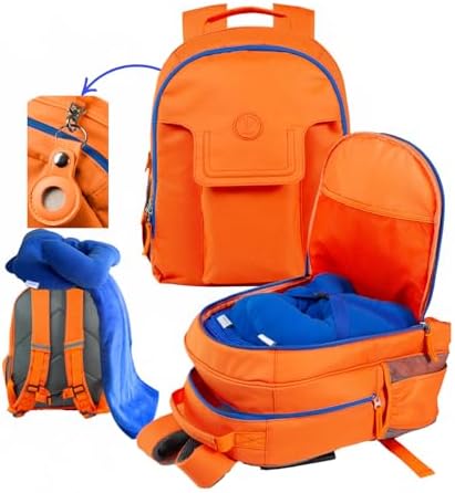 3pc Kids Travel Backpack Set – kids travel blanket and pillow set | AirTag holder included | Toddler road trip essentials & Kids travel essentials ages 4-10