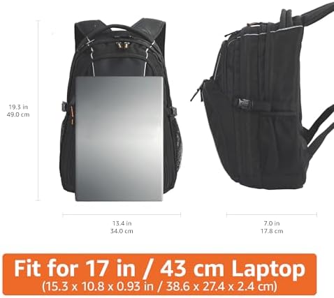 Amazon Basics Laptop Backpack for School, Work, Travel, Fits Up to 17-inch Laptops, Binders, Black - Image 2