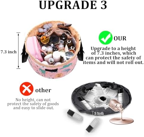 Large Barrel Drawstring Makeup Bag,Travel Makeup Bag,Portable Cosmetic Bag Make Up Organizer Bag for Travel Accessories Essentials and Hair Product,Gifts for Women Girls(cat makeup bag) - Image 4
