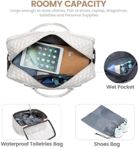 LOVEVOOK Travel Duffle Bag, Weekender Bag for Women with Toiletry Bag Carry on Overnight Bag with Laptop Compartment, Yoga Gym Bag with Wet Pocket Shoe Bag, Hospital Bag for Labor and Delivery - Image 4