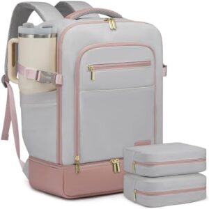 LOVEVOOK Travel Backpack for Women with Shoes Compartment,40L Personal Item Travel Bag Flight Approved Carry On Backpack with 2 Packing Cubes,Large Casual Weekender Luggage Daypack