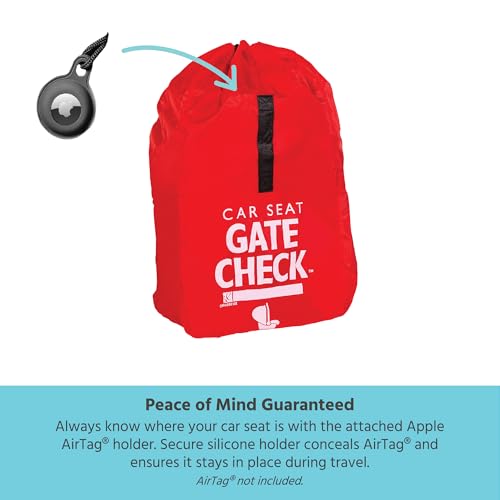 J.L. Childress Gate Check Bag for Car Seats - Travel Bag for Airplane - Includes AIRTAG Holder - Fits All Baby Car Seats, Infant Carriers & Child Booster Seats, Red - Image 3