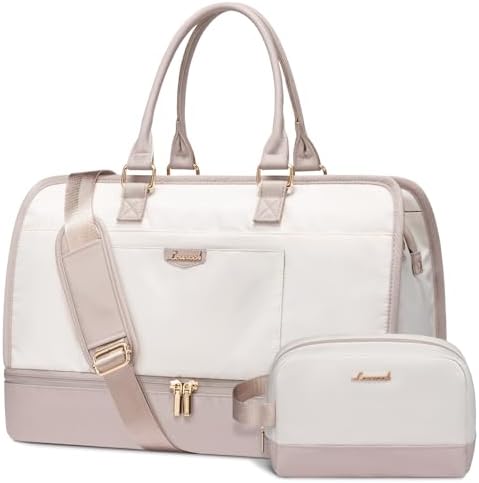 LOVEVOOK Travel Duffel Bag For Women, Weekender Bags With Shoe Compartment, Air Approved Overnight Carry-on Bags With Wet Pocket, Gym Tote Bag, Hospital Bag, 2Pcs