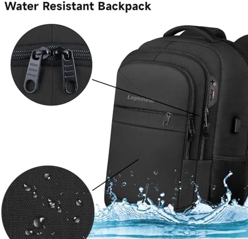 Travel Backpack, Large Carry on Backpack, 17 Inch Laptop Bag, Big Sturdy TSA-Friendly with USB Port College School Rucksack Bag, Gifts for Him Men Women, Black - Image 7
