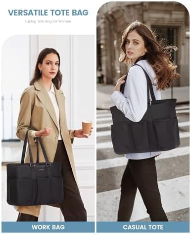 LOVEVOOK Laptop Tote Bag for Women Work, Teacher Tote Bag Nurse Bag With Large Cup Holder, Utility Professional Computer Bag For Work/Travel/College/Daily, Large Purse Handbag With Multi Pockets - Image 9