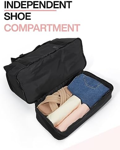 Weekender Bags for Women, BAGSMART Travel Duffel Bags with Shoe Compartment,Personal Item Travel Bag for Airlines, Carry on Overnight Tote Bag with Toiletry Bag(Black,2pcs) - Image 3