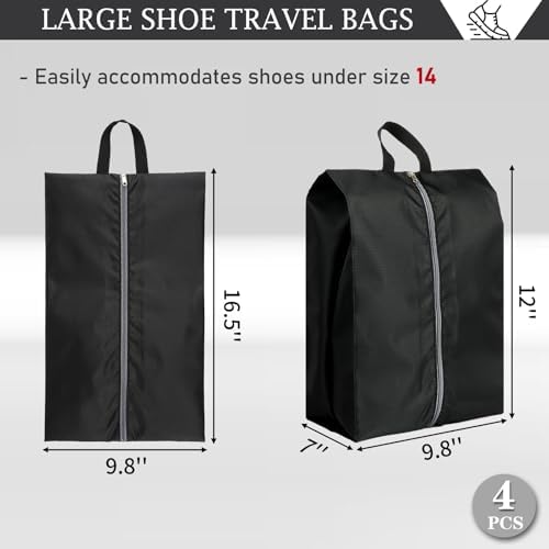 Shoe Bags for Travel, Set of 4 Pack Shoe Travel Bags for Packing, Large Waterproof Portable Travel Shoe Bag with Zipper Travel Essentials Women for and Men - Image 2