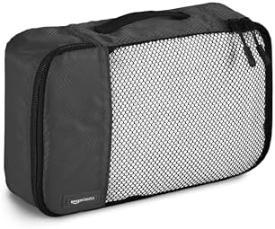 Amazon Basics Lightweight Packing Cubes Travel Organizer Set with Double Zipper, Mesh Top, Small, Medium, Large, Slim, Black, 4 Piece - Image 5
