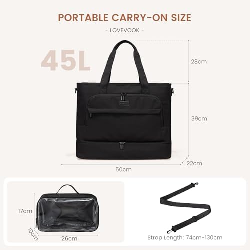 LOVEVOOK Weekender Bags for Women Travel, Large Personal Item Travel Overnight Bag, Carry on Duffle Bags with Shoe Compartment, Toiletry Bag, Wet Pocket, for Airplane, Hospital Labor Delivery - Image 7