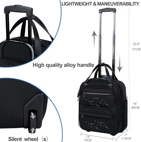 KROSER Carry On Underseat Multi-functional, 16-inch Underseater Lightweight Overnight Suitcase for Men Women, Black - Image 3