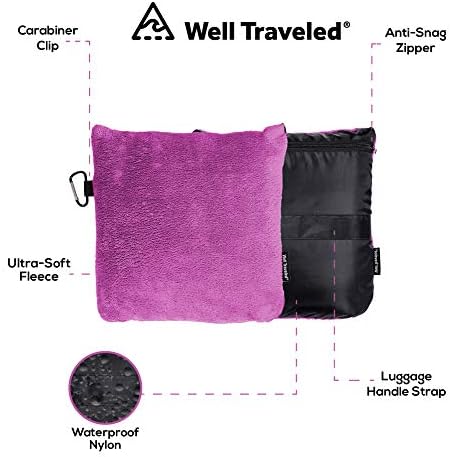 Well Traveled - 2 in 1 Fleece Travel Blanket with Stuffable Pillowcase for Air Travel - Convenient Design for Easy, Comfy Travel - Image 2