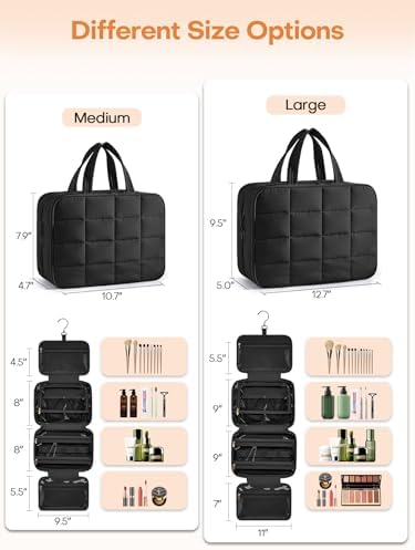 Travel Toiletry Bag with Separate Jewelry Organizer, Water-resistant Makeup Bag with Hanging Hook, Large Capacity Travel Organizer for Toiletries, Cosmetic, Vacation Accessories - Medium - Image 6