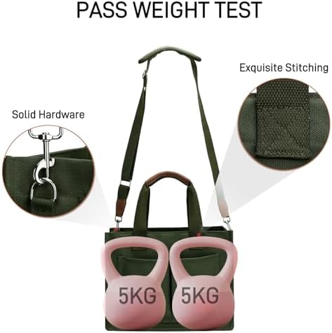 KKXIU Large Canvas Tote Bag for Women with Zipper and Compartments Crossbody Work Bible Messenger Purse Bag With Pockets - Image 2
