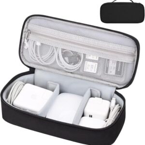 Cable Organizer Bag, Electronic Organizer Travel Case for Charger & Cords, Travel Accessories, Portable Power Bank (Black)