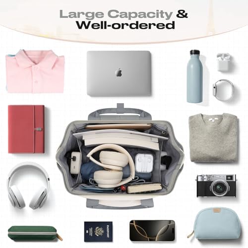 Maelstrom Travel Backpack for Women Men,Laptop Backpack Fits 15.6-17.3 Inch Laptop, Nurse/Teacher/Work Bag with Insulated Lunch Box,Water Resistant Carry On Backpack,Gray-Beige - Image 7