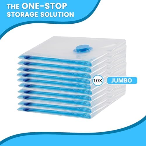 Vacuum Storage Bags,10 Pack (10 Jumbo Bags) Zip Seal Space Saver Bag for Travel Clothes,Blanket,Duvets,Pillows,Comforters - Image 2