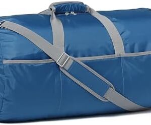 Amazon Basics 32" Extra Large Foldable Duffle Bag for Travel & Storage, with Exterior/Interior Zippered Pockets, Lightweight/Durable Nylon Material, 50-LBS Capacity, 9254 Cubic Inch (150L), Navy Blue