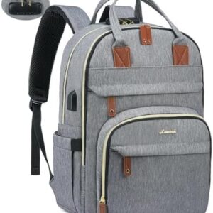 LOVEVOOK Laptop Backpack for Women & Men, Unisex Travel Anti-theft Work Bag, Business Computer College Backpacks Purse, Casual Hiking Outdoor Carry On Daypack with Lock, Fits 15.6 Inch Laptop, Grey