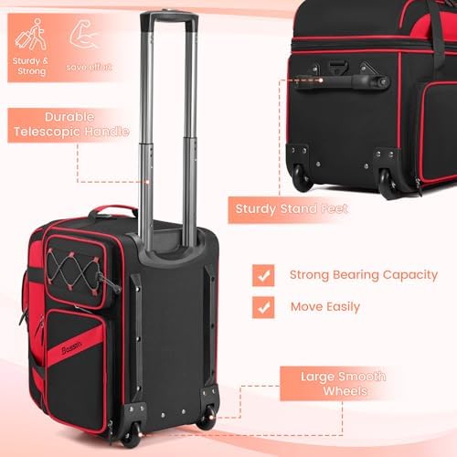 BOSSTIN Rolling DJ Cable Bag with Wheels – DJ Gig Bag Case for Equipment with 15.6" Laptop Compartment, Padded Detachable Dividers, Multi-Pocket Travel Storage for Music Gear & Accessories - Image 5