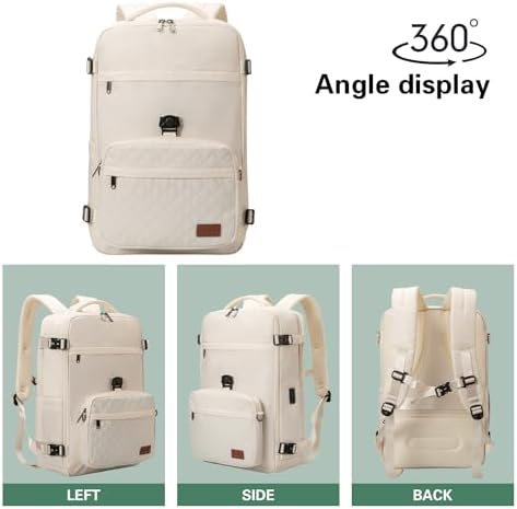 40L Waterproof Travel Backpack for Men & Women, Airline Approved Carry on Laptop Backpack, 17.3 Inch, with Detachable Crossbody Bag,Beige - Image 8