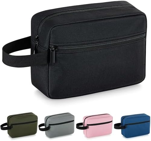 Elviros Travel Toiletry Bag for Women and Men, Lightweight Makeup Bag Hanging Dopp Kit with Shaving Compartment Cosmetic Organizer Small Tool Bag Travel Essentials, Black