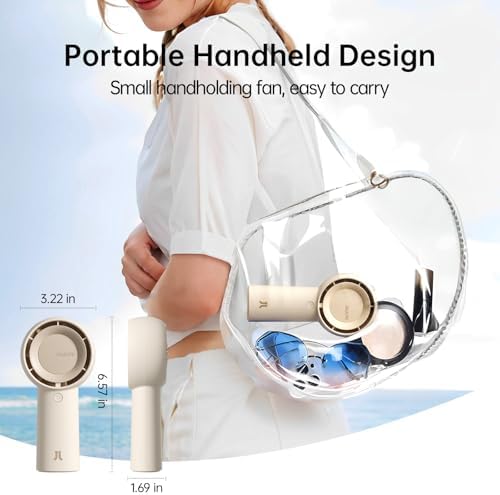 JISULIFE Handheld Portable Turbo Fan [16H Max Cooling Time], 4000mAh USB Rechargeable Personal Battery Operated Mini Small Pocket Fan with 5 Speeds for Travel/Outdoor/Vacation/Concerts - Brown - Image 5